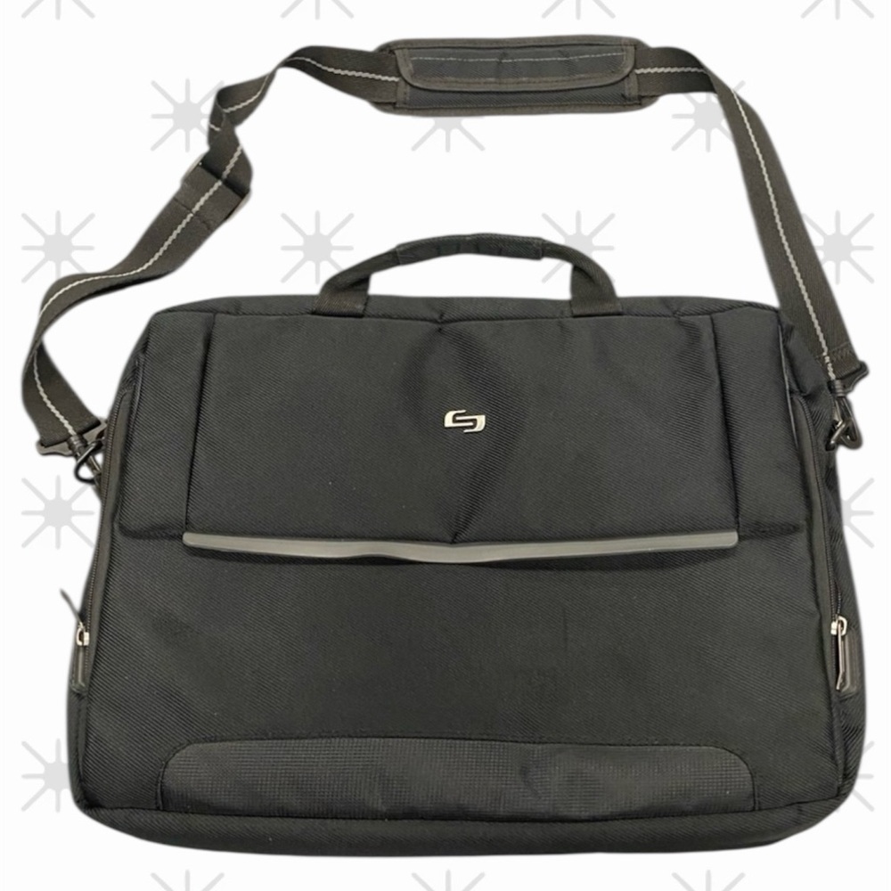 SOLO Black Laptop Bag Briefcase Adjustable Shoulder Strap